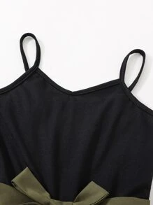 SHEIN Girls Two Tone Cami Romper - Multicolor - View 4