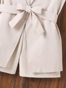 SHEIN 女孩青果領腰帶外套馬甲和短褲和吊帶上衣 - 彩色 - 查看 3