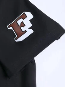 Manfinity Hypemode Camisa holgada para hombre con gráficos de estrellas y letras sin camiseta interior