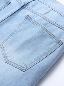 Manfinity Hombres Jeans desgarro con estampado de slogan - Lavado ligero - Ver 4