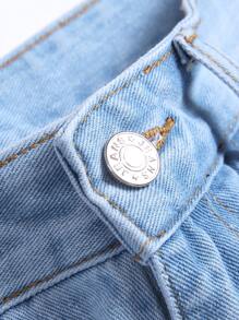 Manfinity Hombres Jeans desgarro con estampado de slogan - Lavado ligero - Ver 5