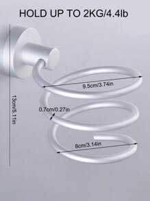 Wall Mounted Hair Dryer  Holder - Silver - View 2