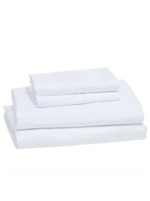Bedding Set (Flat Sheet*1+Fitted Sheet*1+Pillowcase*1/2) Cover Dust-Proof Bedspread For Adults/Kids, Solid Colors (Grey/Blue/White), All Seasons, Suitable For Single/Double Bed, Washable