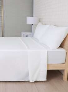 Bedding Set (Flat Sheet*1+Fitted Sheet*1+Pillowcase*1/2) Cover Dust-Proof Bedspread For Adults/Kids, Solid Colors (Grey/Blue/White), All Seasons, Suitable For Single/Double Bed, Washable