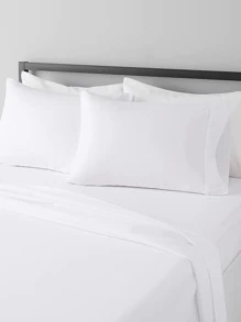 Bedding Set (Flat Sheet*1+Fitted Sheet*1+Pillowcase*1/2) Cover Dust-Proof Bedspread For Adults/Kids, Solid Colors (Grey/Blue/White), All Seasons, Suitable For Single/Double Bed, Washable
