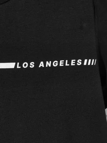 Manfinity Hombres Camiseta con estampado de letra - Negro - Ver 3