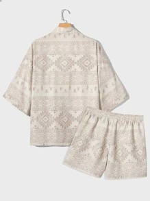 GENTILAND 男士几何印花和服和短裤（不含 T 恤）、和服、度假、我爱我的男朋友、色彩鲜艳、男朋友礼物、波西米亚风 - 彩色 - 查看 2