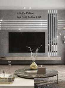 10 piezas Pegatinas de espejo decorativo con líneas largas reflectantes de acrílico, calcomanías de arte 3D autoadhesivas para decorar paredes de sala de estar, baño, oficina en casa, decoración de primavera para refrescar tu hogar, pegatinas de decoración de ramas, decoración de pared, calcomanías de vinilo para decoraciones del hogar - Plateado - Ver 11