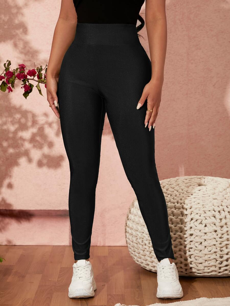SHEIN SXY Của phụ nữ Màu thuần Gầy Quần Yoga - màu đen - Xem 1