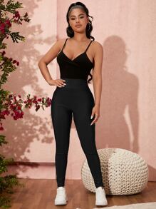 SHEIN SXY Của phụ nữ Màu thuần Gầy Quần Yoga - màu đen - Xem 6