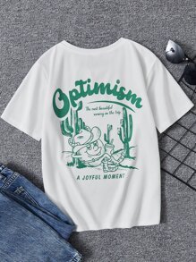 SHEIN Tween Boy Cartoon & Slogan Graphic Tee - White - View 1