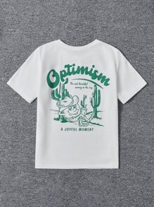 SHEIN Tween Boy Cartoon & Slogan Graphic Tee - White - View 2
