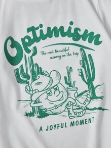 SHEIN Tween Boy Cartoon & Slogan Graphic Tee - White - View 4