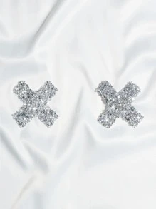 1 Pair Rhinestone Nipple Cover, For Rave