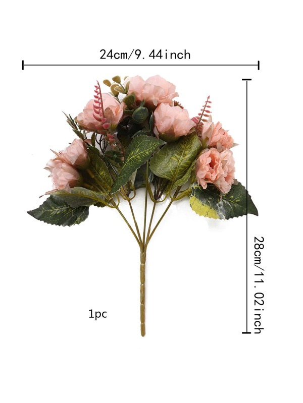 1pc Artificial Flower Bundle, Pink Fake Flower Bouquet, For Wedding