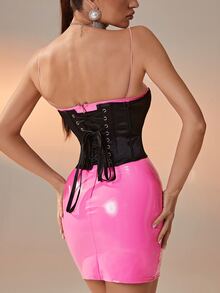 Solid Underbust Corset Belt Without Cami - Black - View 2