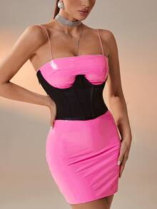 Solid Underbust Corset Belt Without Cami - Black - View 3