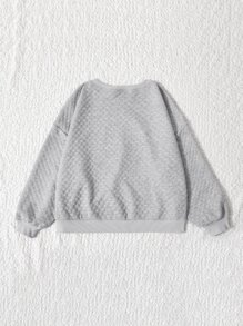 SHEIN EZwear Plus Checker Jacquard Drop Shoulder Sweatshirt - Light Grey - View 2