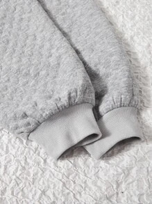 SHEIN EZwear Plus Checker Jacquard Drop Shoulder Sweatshirt - Light Grey - View 5