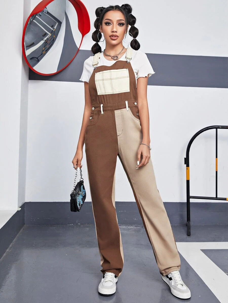 Two Tone Denim Dungarees Without Tee - Multicolor - View 1