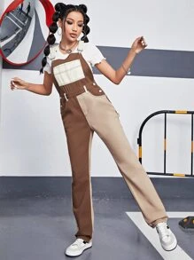 Two Tone Denim Dungarees Without Tee - Multicolor - View 4