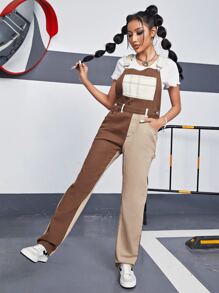 Two Tone Denim Dungarees Without Tee - Multicolor - View 6