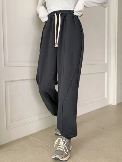 DAZY 抽绳腰部接缝细节运动裤，女式慢跑裤