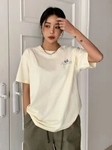 FRIFUL Impresión De Mariposa Y Lema - Amarillo - Ver 4