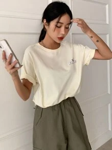 FRIFUL Impresión De Mariposa Y Lema - Amarillo - Ver 5