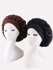 Gorro de pelo elástico alto de ala ancha para mujer, 2 piezas, para uso diario - Multicolor - Ver 1