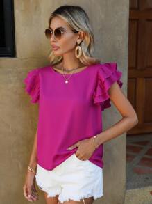 SHEIN Clasi Solid Layer Sleeve Blouse