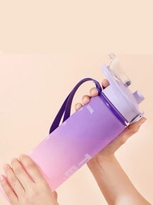 1 pieza Botella de agua con estampado de slogan al azar - transparente - Ver 3