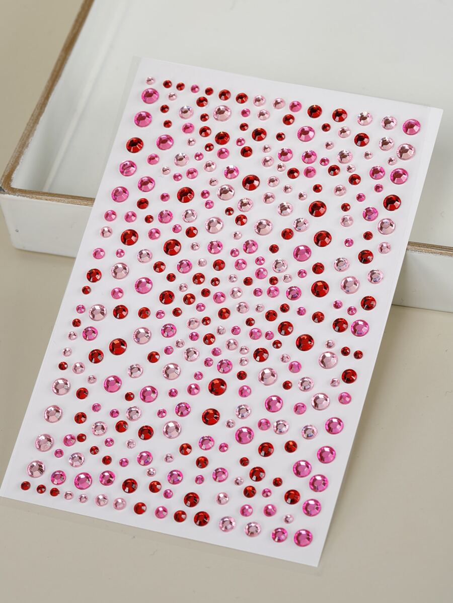 1大張銀白粉色彩色多面立體模擬寶石貼紙,適用於y2k音樂節彩妝派對眼部和面部裝飾 - 彩色 - 查看 1