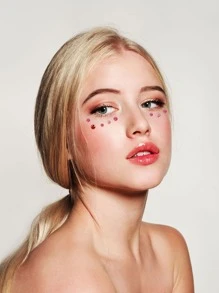 1大張銀白粉色彩色多面立體模擬寶石貼紙,適用於y2k音樂節彩妝派對眼部和面部裝飾 - 彩色 - 查看 3