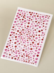 1大張銀白粉色彩色多面立體模擬寶石貼紙,適用於y2k音樂節彩妝派對眼部和面部裝飾 - 彩色 - 查看 5