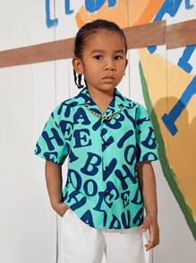 SHEIN Toddler Boys Letter Graphic Shirt - Multicolor - View 1