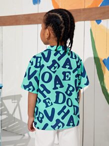 SHEIN Toddler Boys Letter Graphic Shirt - Multicolor - View 2