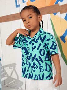 SHEIN Toddler Boys Letter Graphic Shirt - Multicolor - View 3