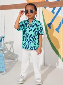 SHEIN Toddler Boys Letter Graphic Shirt - Multicolor - View 4