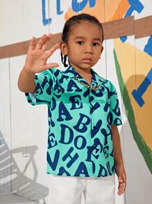 SHEIN Toddler Boys Letter Graphic Shirt - Multicolor - View 5