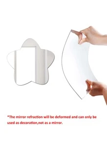 1pc Rounded Pentagon Shaped Mirror Wall Sticker, 2mm Thickness Acrylic Material, 3d Decorative Mirror Decal, Suitable For Bedroom, Living Room, Bathroom, Kitchen. 29*30cm/11.14*11.81in - Silver - View 4