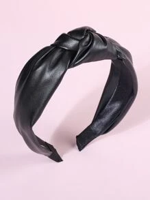 1入時尚頂部結pu皮革髮箍,簡約通用的髮飾,適用於日常使用