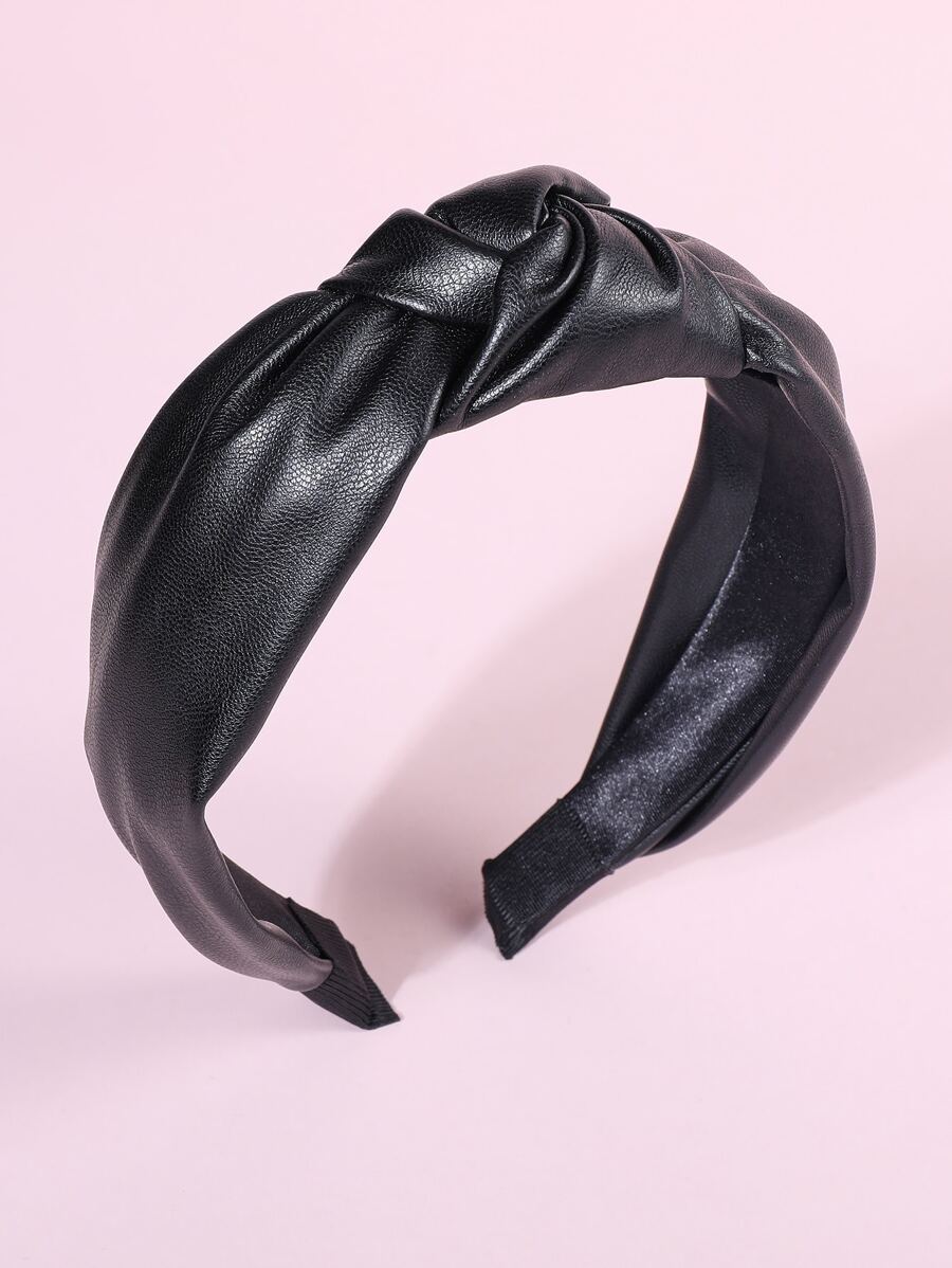 1入時尚頂部結pu皮革髮箍,簡約通用的髮飾,適用於日常使用