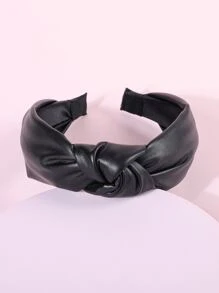 1入時尚頂部結pu皮革髮箍,簡約通用的髮飾,適用於日常使用