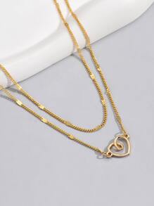 2pcs Heart Decor Waist Chain - Yellow Gold - View 2