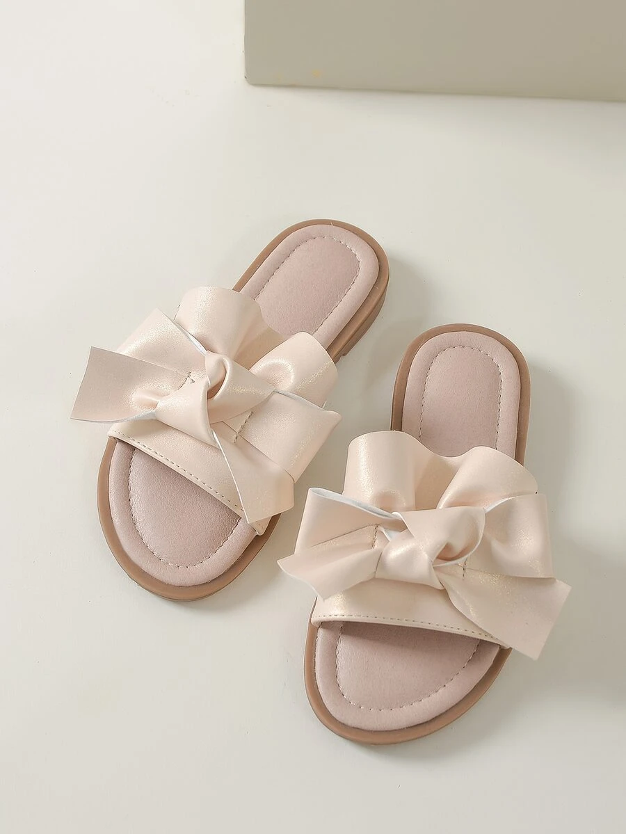 Chicas Chanclas lazo & con diseño de fruncido - Albaricoque - Ver 1