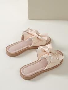 Chicas Chanclas lazo & con diseño de fruncido - Albaricoque - Ver 2