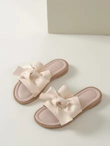 Chicas Chanclas lazo & con diseño de fruncido - Albaricoque - Ver 3