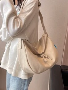 Minimalist Hobo Bag - Beige - View 6