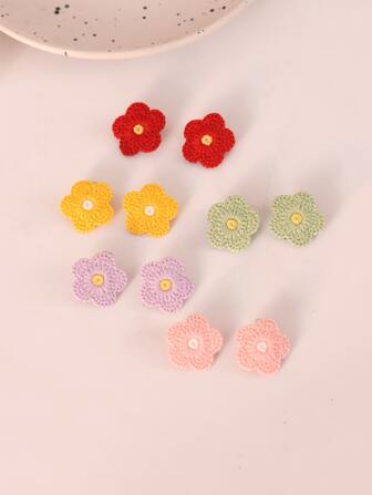 10入組小女童花朵裝飾鴨嘴夾